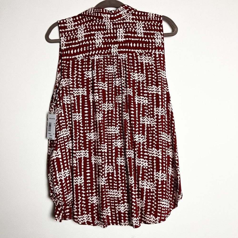 Caffe’ Marrakesh Pintuck Lace Tank Maroon Cream NWT Women’s M - Picture 5 of 9